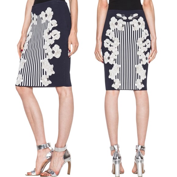 Diane Von Furstenberg Knit Skirt Navy Ivory S - Picture 13 of 13